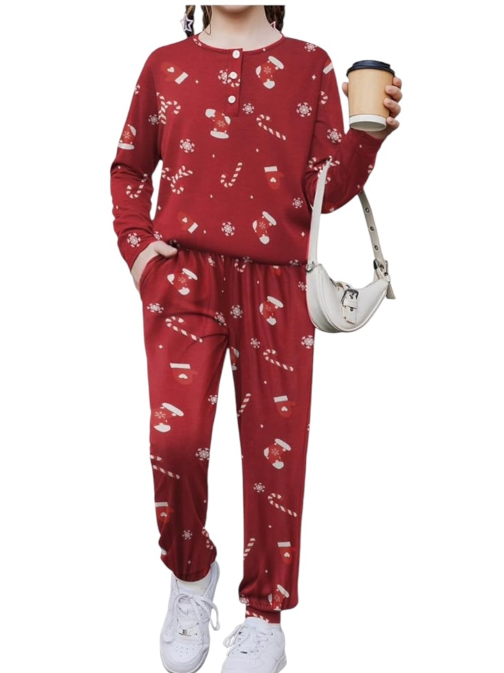 Arshiner 2 Piece Outfits Long Sleeve & Jogger Holiday Set Pockets NEW Sz 7/8